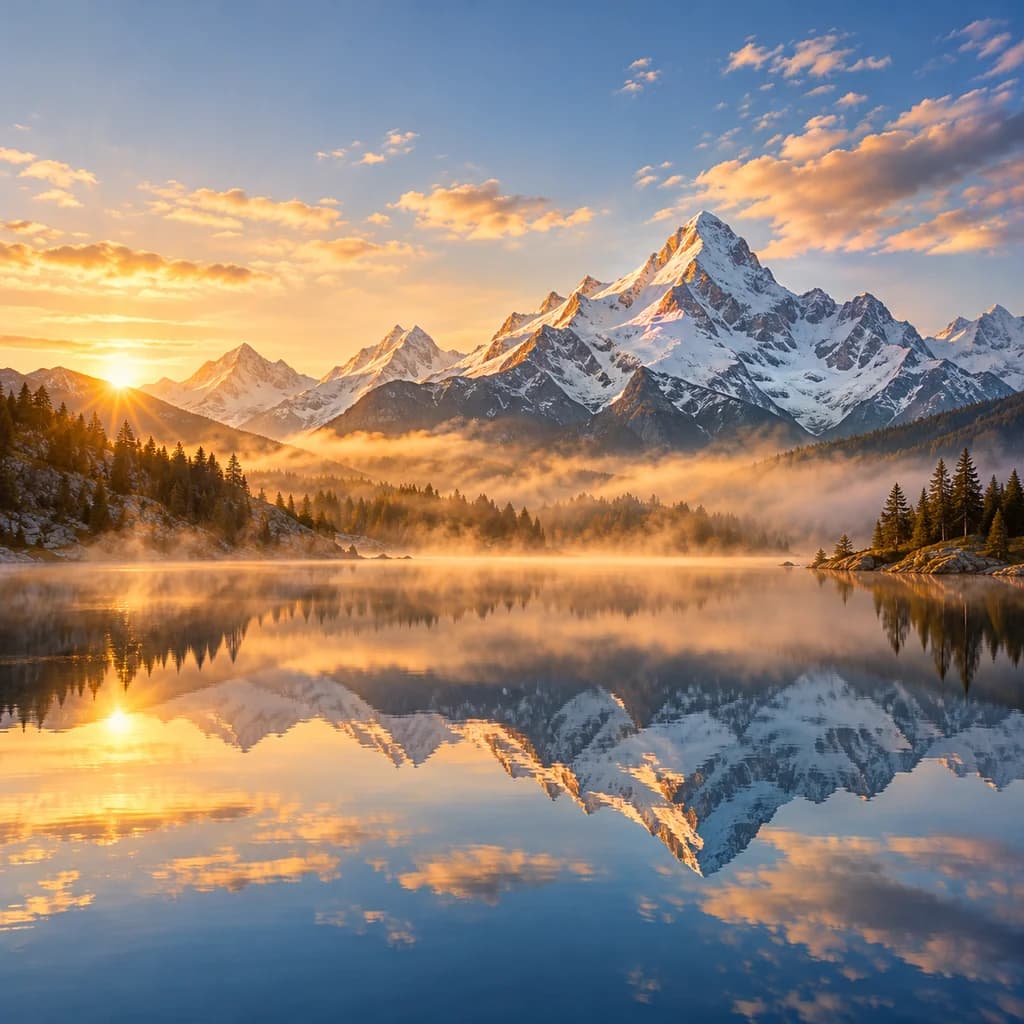 Nano Banana 2.1 style example: an ultra-wide 21:9 mountain lake panorama at sunrise