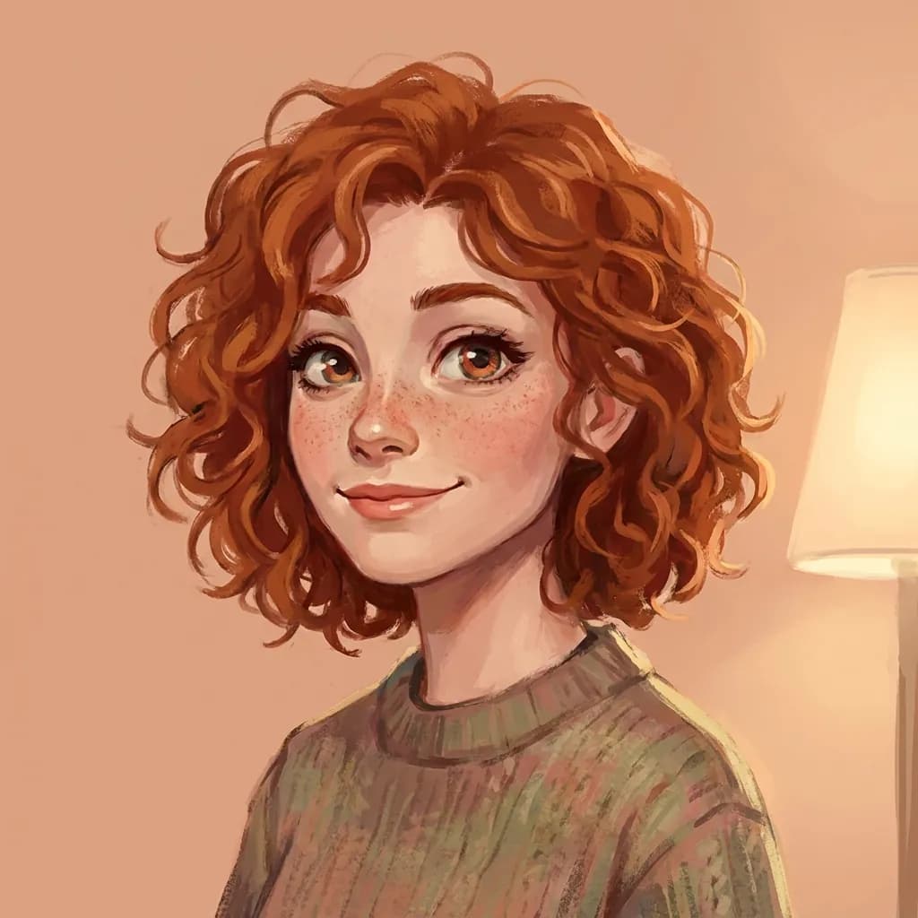 AI text-to-image stylized portrait of a red-haired woman