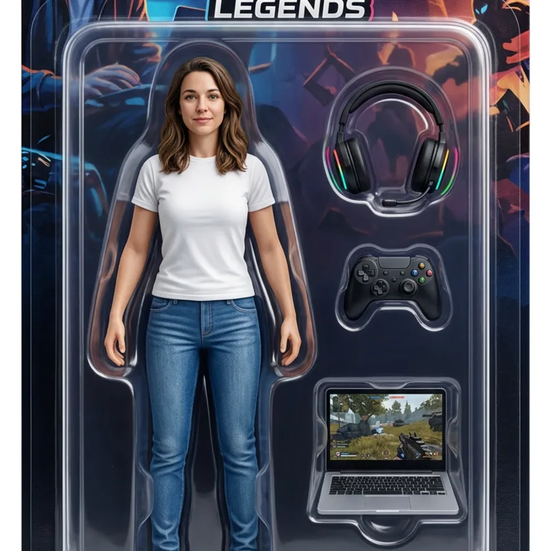 AI gamer action figure example made from a selfie