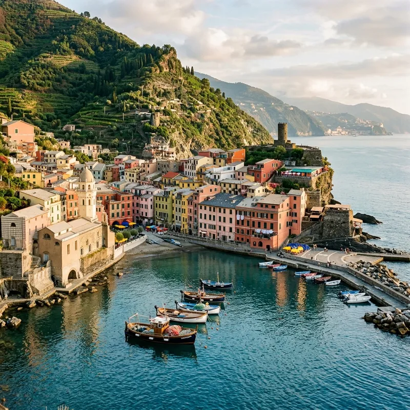 Original photo of a Mediterranean coastal village and harbor
