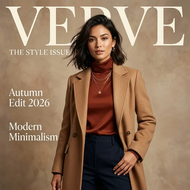 AI-generated fashion magazine cover with the masthead VERVE, used as image to prompt input