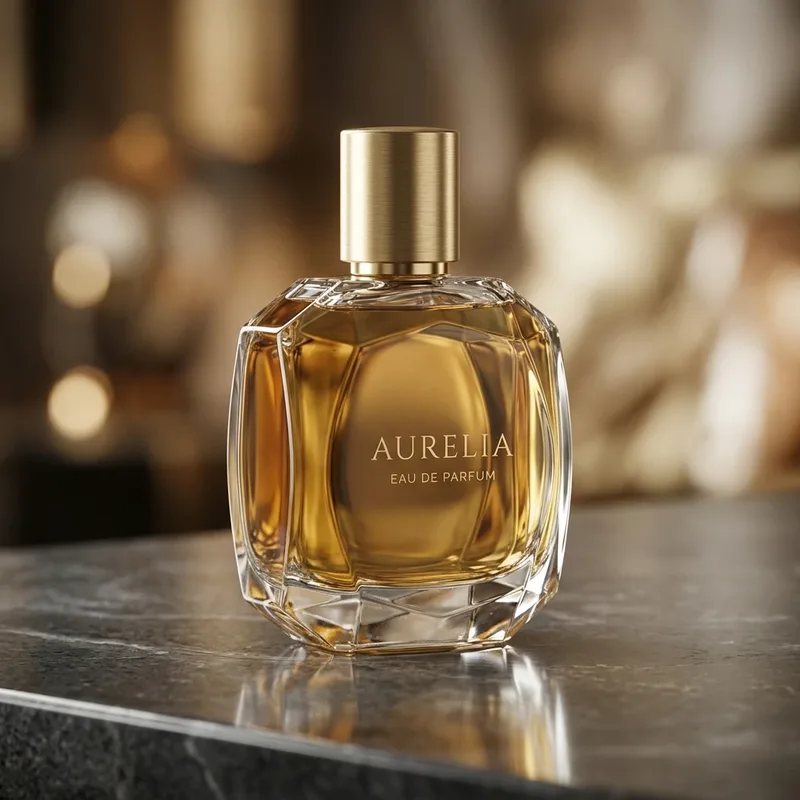 Luxury perfume bottle product photo used as image to prompt input