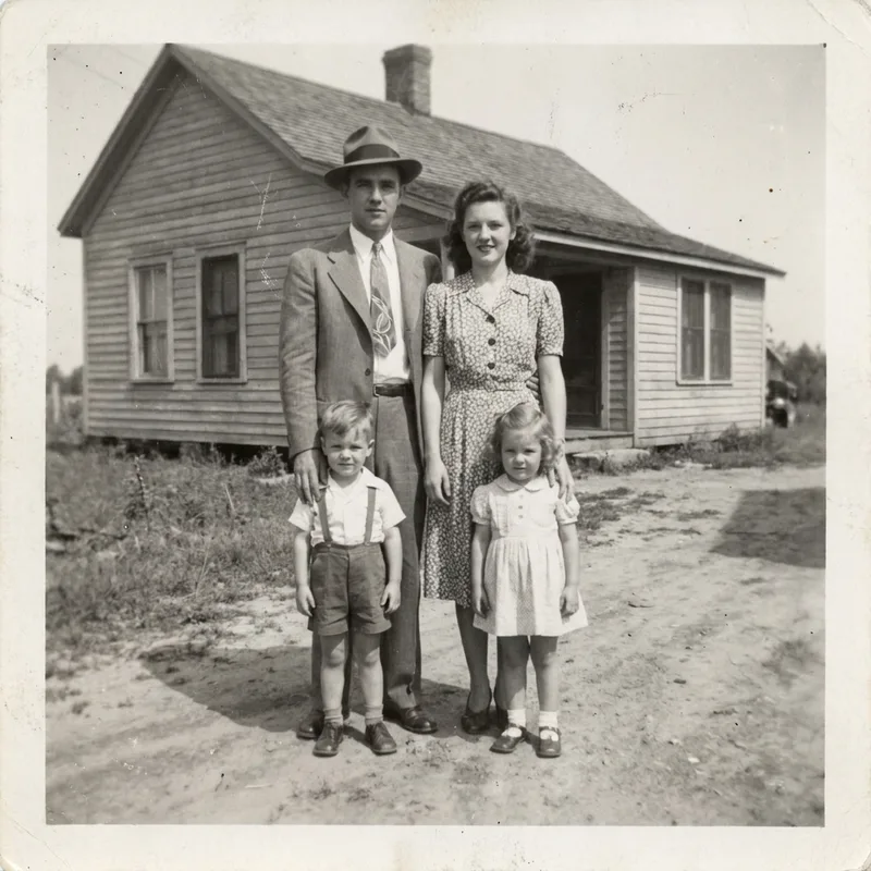 Original black-and-white family photo